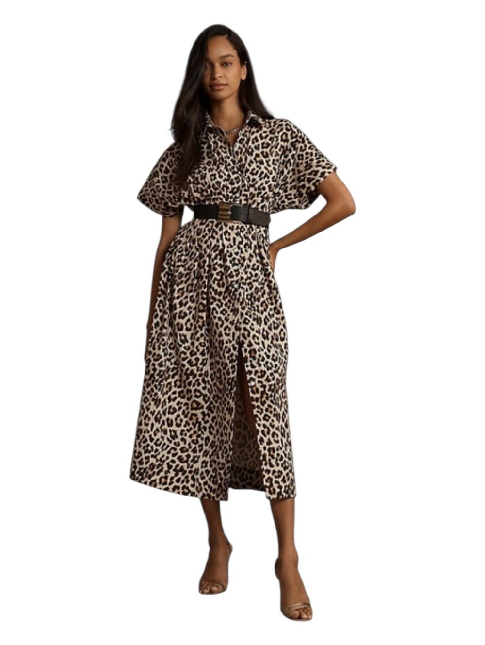 Exquise The Tobie Shirt Dress Leopard Print Midi Dress NWT Size M  Anthropologie